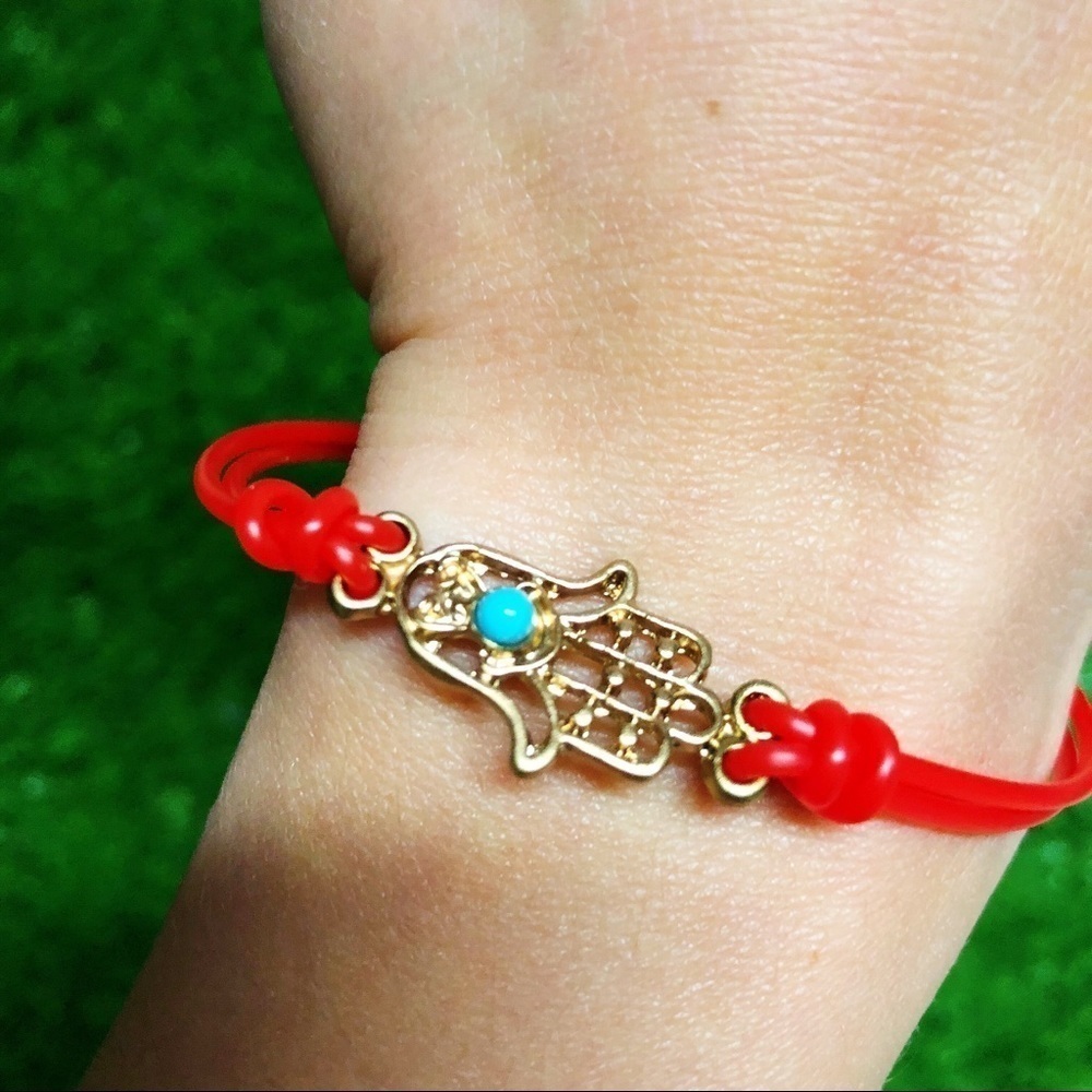 NWT🧿Hamsa Evil Eye Lucky Boho Gold Bead Nracelet - Picture 1 of 8